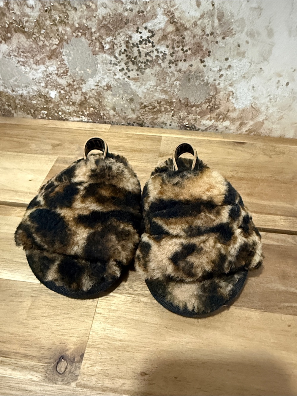 UGG Leopard Print Faux Fur Slide-On Slippers - Brown & Black